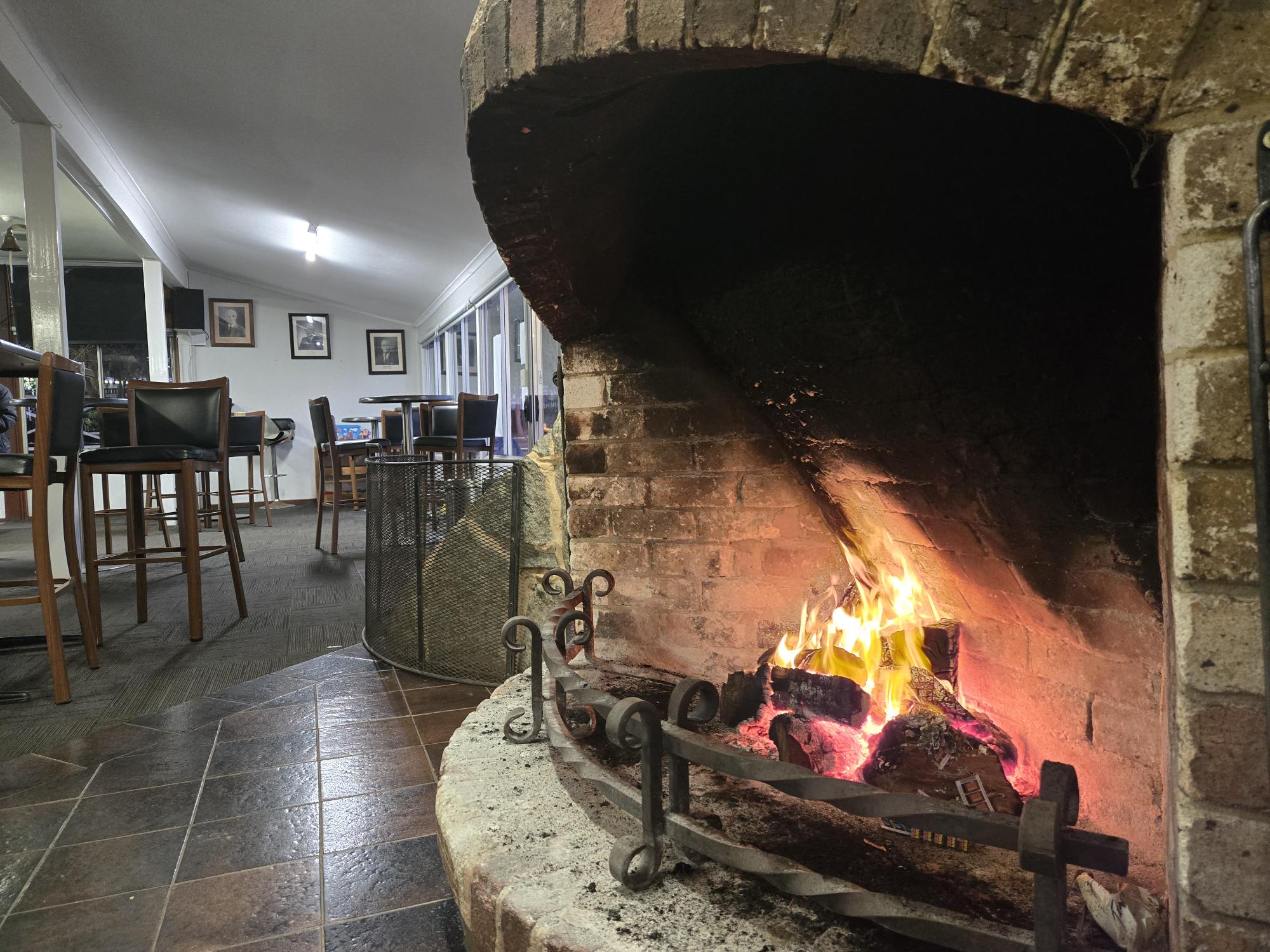 Glen Forrest Sports Club function space and fireplace